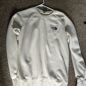 The North Face Cream Crewneck Sweater with Ribbed Details